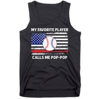 My Favorite Player Calls Me Pop Pop American Flag Baseball Tank Top