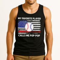 My Favorite Player Calls Me Pop Pop American Flag Baseball Tank Top