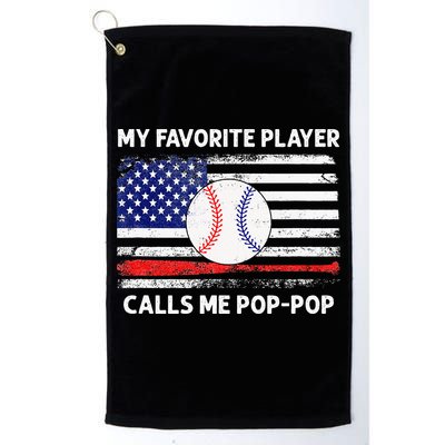 My Favorite Player Calls Me Pop Pop American Flag Baseball Golf Towel