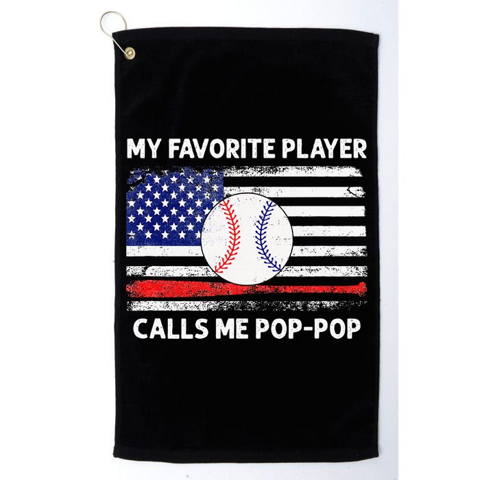 My Favorite Player Calls Me Pop Pop American Flag Baseball Golf Towel