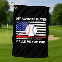 My Favorite Player Calls Me Pop Pop American Flag Baseball Golf Towel