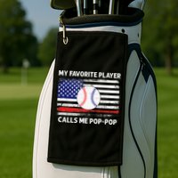 My Favorite Player Calls Me Pop Pop American Flag Baseball Golf Towel