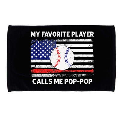 My Favorite Player Calls Me Pop Pop American Flag Baseball Microfiber Hand Towel