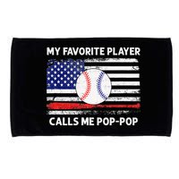My Favorite Player Calls Me Pop Pop American Flag Baseball Microfiber Hand Towel