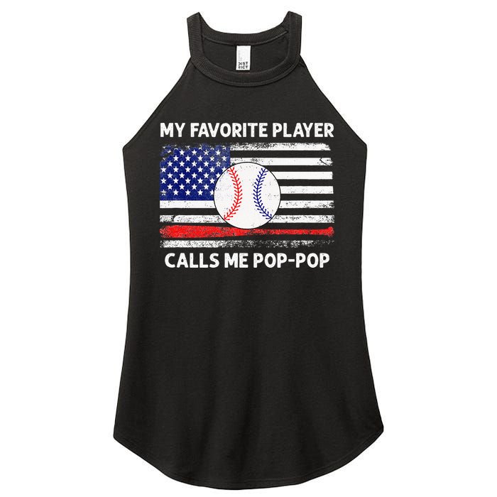 My Favorite Player Calls Me Pop Pop American Flag Baseball Women's Perfect Tri Rocker Tank