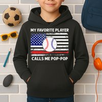 My Favorite Player Calls Me Pop Pop American Flag Baseball Kids Hoodie