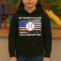 My Favorite Player Calls Me Pop Pop American Flag Baseball Kids Hoodie