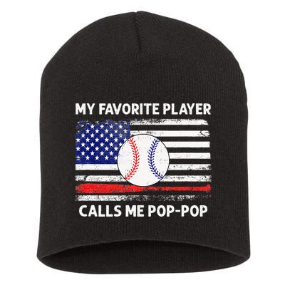 My Favorite Player Calls Me Pop Pop American Flag Baseball Short Acrylic Beanie