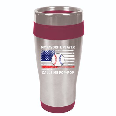 My Favorite Player Calls Me Pop Pop American Flag Baseball 16oz Travel Tumbler
