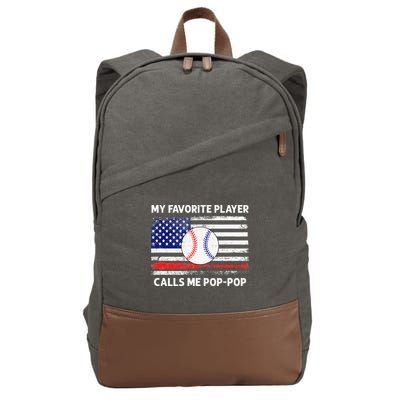 My Favorite Player Calls Me Pop Pop American Flag Baseball Cotton Canvas Backpack