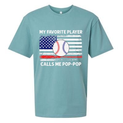 My Favorite Player Calls Me Pop Pop American Flag Baseball Sueded Cloud Jersey T-Shirt
