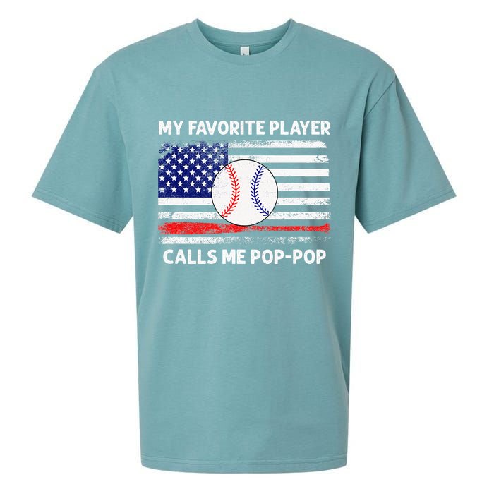 My Favorite Player Calls Me Pop Pop American Flag Baseball Sueded Cloud Jersey T-Shirt