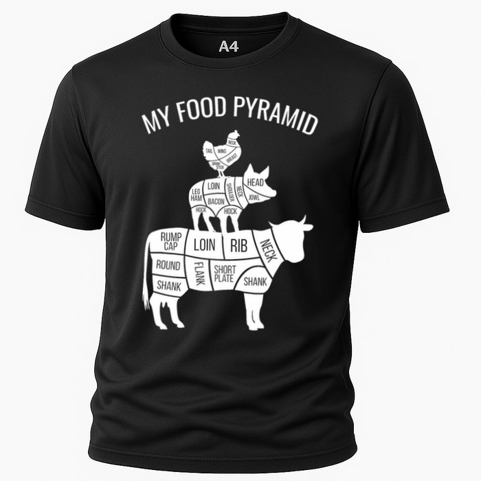 My Food Pyramid Funny Carnivore Cow Pig Chicken Cooling Performance Crew T-Shirt