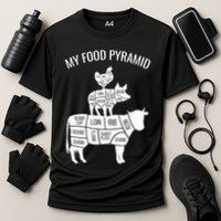 My Food Pyramid Funny Carnivore Cow Pig Chicken Cooling Performance Crew T-Shirt