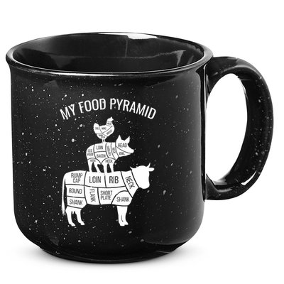 My Food Pyramid Funny Carnivore Cow Pig Chicken 15oz Campfire Ceramic Mug
