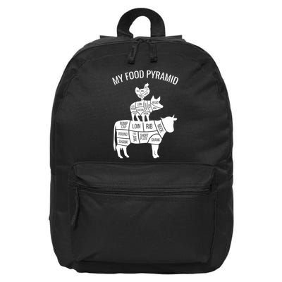 My Food Pyramid Funny Carnivore Cow Pig Chicken 16 in Basic Backpack