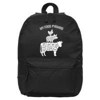 My Food Pyramid Funny Carnivore Cow Pig Chicken 16 in Basic Backpack