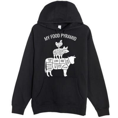 My Food Pyramid Funny Carnivore Cow Pig Chicken Premium Pullover Hoodie