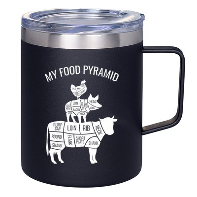My Food Pyramid Funny Carnivore Cow Pig Chicken 12oz Stainless Steel Coffee Mug