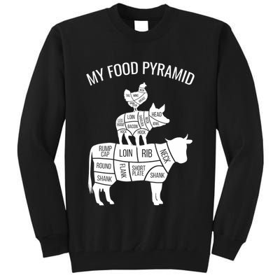 My Food Pyramid Funny Carnivore Cow Pig Chicken Tall Sweatshirt