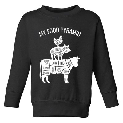 My Food Pyramid Funny Carnivore Cow Pig Chicken Toddler Sweatshirt