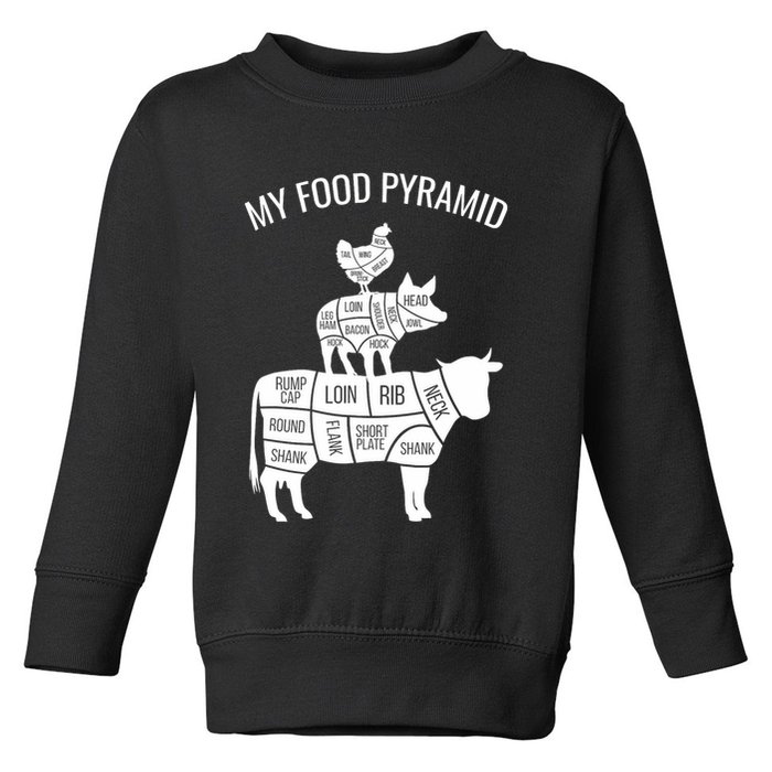 My Food Pyramid Funny Carnivore Cow Pig Chicken Toddler Sweatshirt