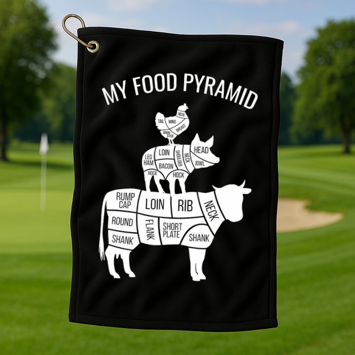 My Food Pyramid Funny Carnivore Cow Pig Chicken Golf Towel