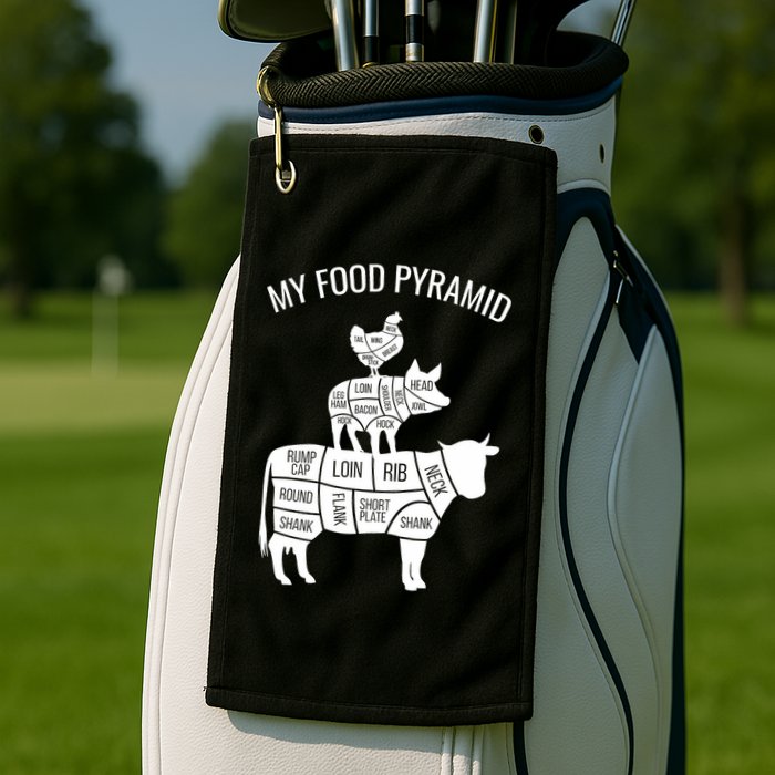 My Food Pyramid Funny Carnivore Cow Pig Chicken Golf Towel