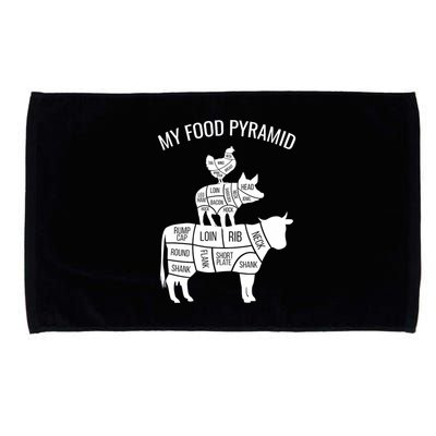 My Food Pyramid Funny Carnivore Cow Pig Chicken Microfiber Hand Towel