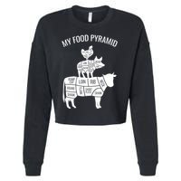 My Food Pyramid Funny Carnivore Cow Pig Chicken Cropped Pullover Crew
