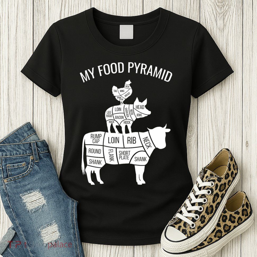 My Food Pyramid Funny Carnivore Cow Pig Chicken Womens T-Shirt