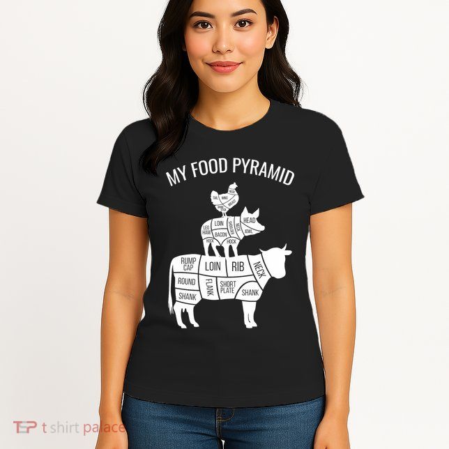 My Food Pyramid Funny Carnivore Cow Pig Chicken Womens T-Shirt