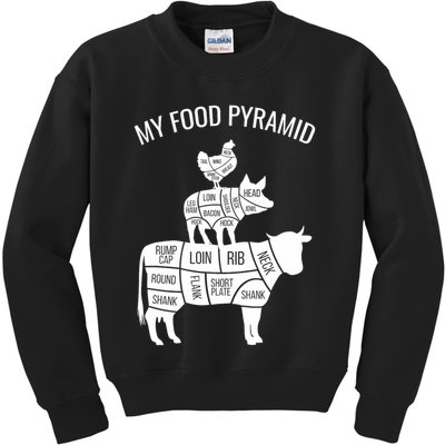 My Food Pyramid Funny Carnivore Cow Pig Chicken Kids Sweatshirt
