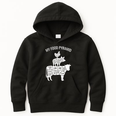 My Food Pyramid Funny Carnivore Cow Pig Chicken Kids Hoodie