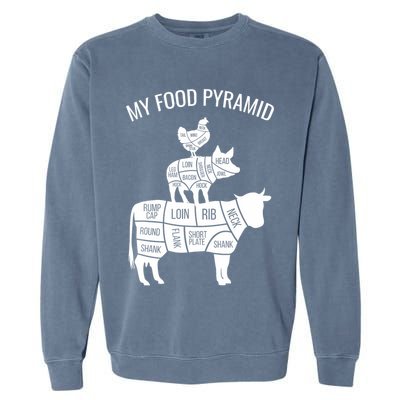 My Food Pyramid Funny Carnivore Cow Pig Chicken Garment-Dyed Sweatshirt