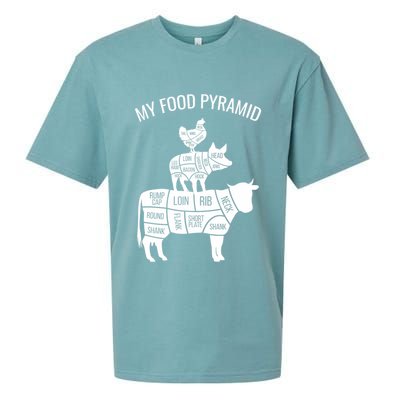 My Food Pyramid Funny Carnivore Cow Pig Chicken Sueded Cloud Jersey T-Shirt