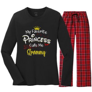 My Favorite Princess Calls Me Grammy Women's Long Sleeve Flannel Pajama Set 