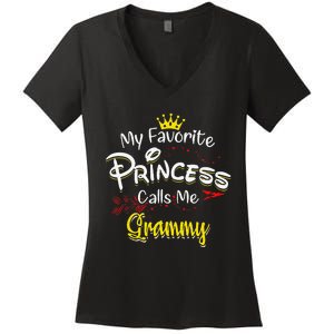 My Favorite Princess Calls Me Grammy Women's V-Neck T-Shirt