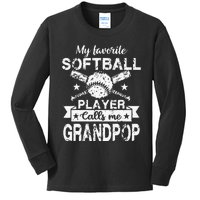 My Favorite Player Calls Me Grandpop Baseball Softball Kids Long Sleeve Shirt