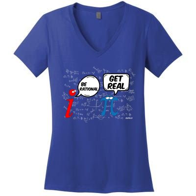 Maths Funny Pi Be Rational Get Real Mathematics Gift Women's V-Neck T-Shirt