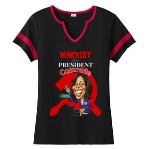 Marxist For President Comrade Kamala Harris Funny President Ladies Halftime Notch Neck Tee