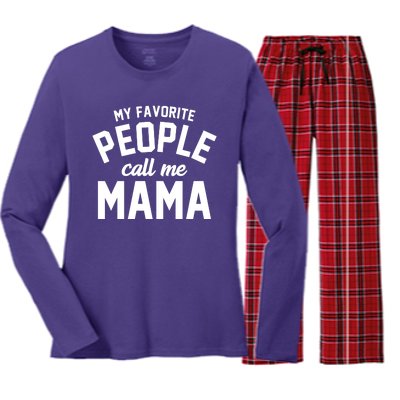 My Favorite People Call Me Mama Women's Long Sleeve Flannel Pajama Set 