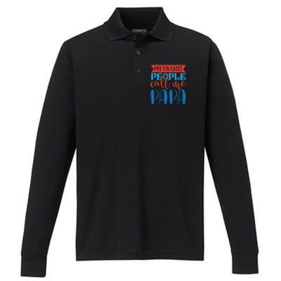 My Favorite People Call Me Papa Performance Long Sleeve Polo