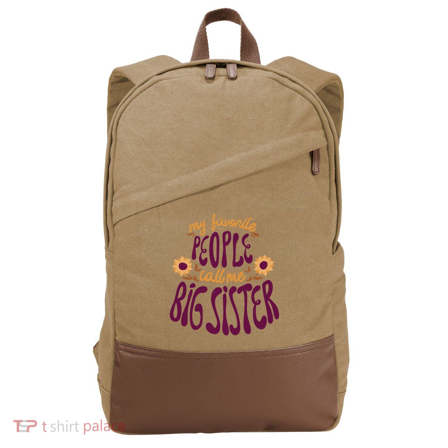 My Favorite People Call Me Big Sister Cute Gift Cotton Canvas Backpack