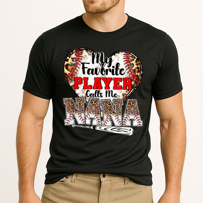 My Favorite Player Calls Me Nana Baseball Leopard Grandma, Mother's Day Cooling Performance Crew T-Shirt