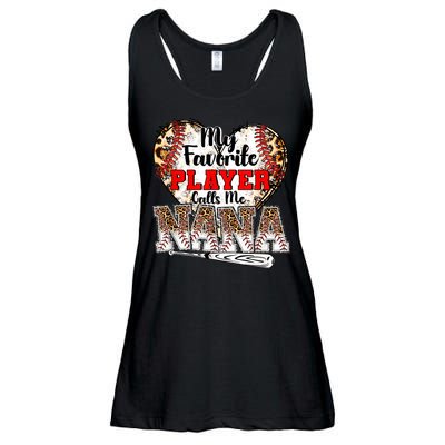 My Favorite Player Calls Me Nana Baseball Leopard Grandma, Mother's Day Ladies Essential Flowy Tank