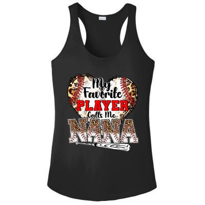 My Favorite Player Calls Me Nana Baseball Leopard Grandma, Mother's Day Ladies PosiCharge Competitor Racerback Tank