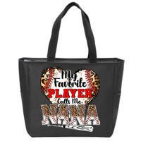 My Favorite Player Calls Me Nana Baseball Leopard Grandma, Mother's Day Zip Tote Bag