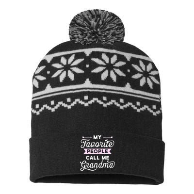 My Favorite People Call Me Grandma USA-Made Snowflake Beanie