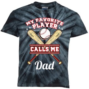 My Favorite Player Calls Me Dad Baseball Kids Tie-Dye T-Shirt